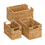 Organize your magazines, mail, bath accessories and so much more with this handsome trio of nesting baskets. Their wire frames and thick woven structure make them as fashionable as they are functional.