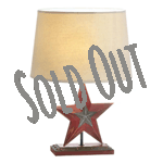 This table lamp will dazzle you, even when it's switched off! The wooden base and neutral fabric shade stand out thanks to the country red star that stands in between. It will liven up any room! 
