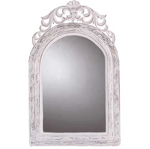 Wood-framed vintage-look mirror adds French country flair to your “chateau”! Weathered white finish is a fabulous fit for any color scheme. 