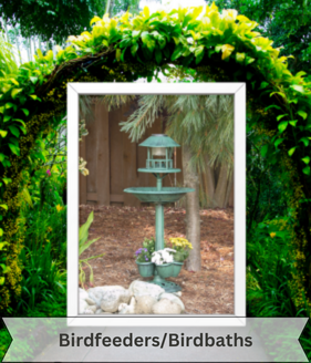 Brave birds will love to stop by this curious cat's bath to take a drink or wet their feathers. Made from aluminum with a beautiful and unique green and gold finish, this outdoor birdbath features a cat looking up to the birdbath basin, and a small birdie sculpture on the edge of the bowl. Fill it with water in your yard and enjoy watching birds flock to it. 