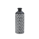 With its geometric pattern and traditional shape, the Mazara Vase infuses old world charm with modern design. • White triangle pattern. Matte black base.