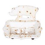This charming farm pig soap dish is designed with a distressed white finish, add charm to your space.