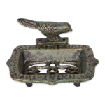 This charming cast iron bird soap dish is designed with a distressed white finish, add charm to your space.