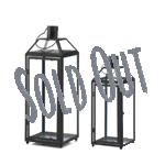 Take your decor to the height of style with these black iron candle lanterns. Classic lines and clear glass panels make it a surefire way to add timeless chic to your living space. Features top hanging loop and slanted glass roof panels. 