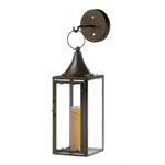 Looking for that finishing touch for your decor that really packs a style punch? This hanging candle lantern is it! This hook and hanging candle lantern combo is fluent in the language of fantastic style. Its made from iron and glass and features a burnished finish along with classic geometric design.