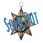 Stunning day and night! This hanging star lantern features vibrant panes of glass that feature beautiful designs and colors to make sunlight or candlelight even more beautiful. Candle not included. 