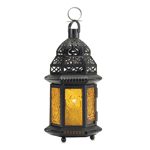 Visions of an exotic market are brought to mind with this entrancing candle lantern. May be hung or placed on a tabletop or floor.