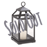 Squared glass-paned lantern gets geometric appeal from a simple silhouette and classic matte-black finish. Safely houses a stately pillar candle for hours of enchanting light!