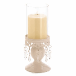 A lacy base and dazzling crystals add old-world charm to this elegant centerpiece. A romantic reminder of gentle bygone days, filling your home with nostalgic candlelight!