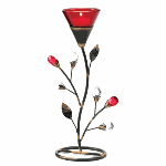 Perched atop a slender bejeweled stem, a rich red flower casts a romantic ruby glow. A stunning accent that adds lovely luster to any setting!