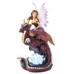 A fairy maiden rides atop her trusty dragon steed, as glowing crystals light their path. Color-change LED lights add special magic to this fanciful fairy-tale figurine!