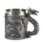 This medieval-inspired mug is the most intimidating way to keep your items in order as a serpentine dragon guards your writing quills or your collection of coins stored within. Fully decorated with dragon reliefs and Celtic symbols, this mug will bring out the true warrior in you as it rests on your desk or bookshelf.