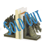 Your most treasured tomes will remain upright with these mythical dragon guardians! Richly rendered in astonishing detail, these bookends add a mystical decorative touch to any room. Polyresin.  Pair.