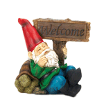 Welcome guests to your sleepy little hollow with this charming duo of a tired gnome and his lethargic tortoise pal. This solar-powered statue features a friendly welcome sign that lights up at night! Set it in a sunny spot in your yard or garden and enjoy.