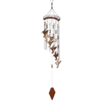 Let the summer breeze sing you a magical song! This charming windchime features pretty hummingbird cutouts, gorgeous beads, metal chimes, and wooden accents at top and bottom. 