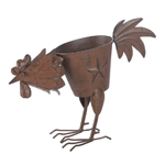 If youve been pecking around for the most charming planter for your greenery, youve found it! This pecking rooster is made from iron with a weathered brown finish, and the planter itself features a lone star.