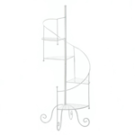 Give four of your favorite plants a supremely stylish showcase! This iron plant stand features four mesh platforms, a curved "banister" and four scrolling feet below, and its all covered in a pretty white finish. Standing at more than three feet tall, it's a grand way to exhibit your green thumb. 