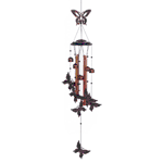 A flock of butterflies to fill your days and evenings with sweet sound! This beautiful metal wind chime features a singular butterfly cutout on top, long chimes below along with small bells, and a group of butterflies that will twirl in the breeze. 