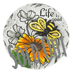 Personalize your garden decor with this cheerful sunflower stepping stone. The charming sunflower and bee print with the words "Life is good" add another beautiful touch and act as a gentle reminder to always count your blessings. 