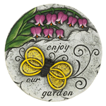 Make your garden feel even more inviting with this enchanting "enjoy our garden" stepping stone. The beautiful bee print includes glitter overlay on the wings that will sparkle beautifully in the sunlight. 