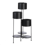 Showcase your plants with this contemporary matte black finish 3-tier plant stand. It's a modern, flexible approach that goes with any dcor. Each planter barrel is 8.5" wide and will comfortably fit an 8" pot. The graceful stair step arrangement can display 3 large plants in a minimum amount of space. 
