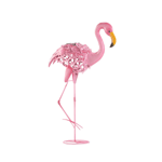 Add color and fun to your outdoor space with this pink lawn flamingo. The flamingo lawn ornament includes a solar panel on the back that lights up underneath the feathers for a whimsy garden display anytime of day. Beautifully sculpted, the yard flamingo features an iron frame with feather-like details and a bright yellow beak.