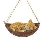 A cute décor piece to brighten up your day, this hanging kitty figurine is a must-have for any cat lover. Suitable for indoor and outdoor display, this cat figurine features an adorable orange tabby taking a catnap in a hammock. Hang this cat figurine from your kitchen window or front porch to enjoy a daily dose of cuteness or give as a unique gift to the animal lover in your life.
