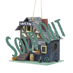Keep the birds coming back with this fun tavern birdhouse. Full of life-like details including a wood barrel and handpainted sign, this decorative birdhouse offers the perfect spot for birds to relax. It's made from durable eucalyptus wood that will withstand the elements for a long time.
