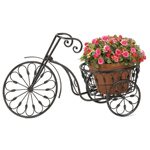 Nostalgic styling blooms to life when you add your favorite plant to this whimsical stand! Wrought iron curlicues form the shape of an old-fashioned bicycle from bygone days.