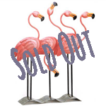 Sunny tropics and sandy beaches spring to mind at the very sight of this fabulous flock of bright pink flamingos. Metal-art statue is a colorful confection that no discerning decorator will want to do without!