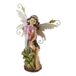 A sweet young fairy pauses to admire a new-found patch of blushing blooms, blessing your garden with the beauty of spring. Enjoy this statue both day and night, thanks to tiny solar lights nestled inside each lovely flower!