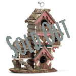 This multi-level birdhouse “condo” offers lovable lodgings for several avian households. Thatched roofs and colorful trim make this a happy holiday retreat! 