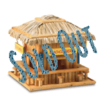 Beachcombing birdies will belly up to this adorable wood snack shack! Just like a favorite seaside hangout, complete with straw roof, signs and 'barstool' perches.