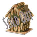This is "knot" your ordinary birdhouse! Charmingly constructed of bits of knotty wood and richly trimmed with bright green faux-moss, this crafty little cottage brings whimsical homespun fun to your garden. 