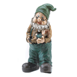 No house is a home without its very own guardian gnome! An apple-cheeked grandfather is a loving and willing baby-sitter, tenderly cradling his tiny grandson. A charming take on the timeless classic yard decoration.