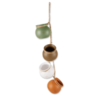 Straight from the kitchen of a Santa Fe gourmet, this darling decoration recalls the fabled cooking pots treasured for generations in the Southwest. Four graceful earth tone vessels with jute hanging loop are ready to brighten any corner