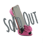 When high style calls, you'll be ready to answer! This pretty pink high heel phone holder features a sparkling finish and a pink rose on top of the open toe design. This will look absolutely charming on your counter or table while keeping your phone within easy reach. Contents not included. 