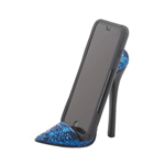 Perfect for your desk or vanity table, this cute sparkle blue shoe phone holder will keep your phone close at hand. The chic high heel shoe design will add instant style to your decor. This shoe cell phone holder is perfectly sized to fit most phones standing up so you can watch videos and makeup tutorials on your phone hands-free. Phone not included. 