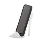 A stylish addition to your desk or vanity table, this dazzling white shoe phone holder will keep your phone close at hand. The chic high heel shoe design offers fashion and function, making it a great tabletop dcor piece. The shoe cell phone holder fits most standard size phones standing up so you can watch videos and tutorials on your phone hands-free. Phone not included.