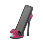 Perfect for on top of your desk or vanity table, this chic pink bow shoe phone holder will add instant style to your dcor. The stylish high heel shoe design fits most standard size phones standing up so you can watch videos and make up and hair tutorials on your phone hands-free. Phone not included. 