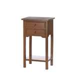 Your search for the perfect table has ended! The simply elegant design features two pullout drawers and a lower shelf thats perfect for a pretty display or extra storage. Nestle it next to your sofa, your bedside or anywhere you need a touch classic style. This wood table has a rich brown finish and two drawers that feature stylishly simple pulls. 