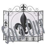 This stylish fireplace screen makes a big statement in your chic decor. The center panel of this tri-fold screen features a large fleur-de-lis symbol surrounded by metal flourishes and smaller versions. The side panels mimic the central design and are adjustable to fit into your space. 
