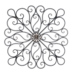 Give your wall a dramatically stylish makeover simply by hanging this impressive iron decor. Curling waves of wrought iron wisp and wander from the center metallic ornament to make a modern statement. 