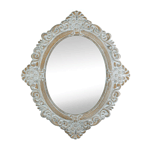 Elegant carving and stately style, this vintage-looking wall mirror looks like a timeworn treasure. Weathered ivory and taupe bring out the best elements of the ornate frame, making this classic mirror a great addition to any wall of your home.