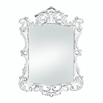 Mirror, mirror on the wall, who's the most regal of them all? This mirror! The elegant flourishes of this vintage-style rectangular mirror are highlighted by the timeworn white finish that shows off their curves. Bring a little royal style to your entry, powder room or above your vanity with this lovely accent. 
