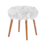 Glamorous and inviting, this incredible footstool steals the show wherever it goes. The four classic wooden legs are topped with a padded footrest that's covered in chic white faux fur.