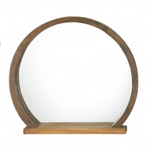 Add the finishing touch to your home decor with this chic round wall mirror. Its unique two-tone wood design creates a rustic look that will blend beautifully with a country chic decor. It comes with a convenient shelf to store small items.
