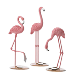 Celebrate summer in style with these fun table top flamingo figurines. Fun and colorful, this trio of flamingo figurines will look great displayed together or individually around the house. 