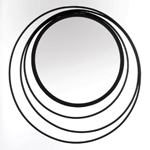 Add geometric design elements to your dcor with this attractive three ring wall mirror. Made from solid iron in a black finish, this round wall mirror features a modern three ring design that will instantly update any room. Place this decorative mirror over your entryway or console table for an eye-catching accent piece. 
