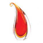 Hues of red and yellow crafted into a delicate teardrop shaped flower vase makes this a statement accent for your living room, dining room, or anywhere you want a drop of fiery, sophisticated style. Display on your fireplace mantel, a shelf, or a tabletop surface. Artistic glass statue is for decorative purposes only. Each art piece is individually hand-crafted for its unique beauty. Item may be slightly different from the picture shown here.